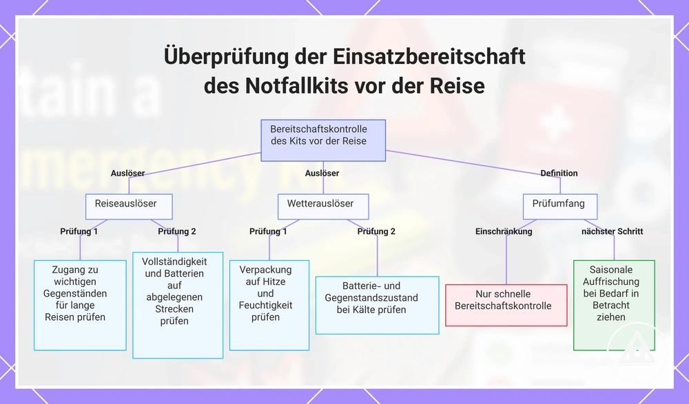 Überprüfung der Einsatzbereitschaft des Notfallkits vor der Reise