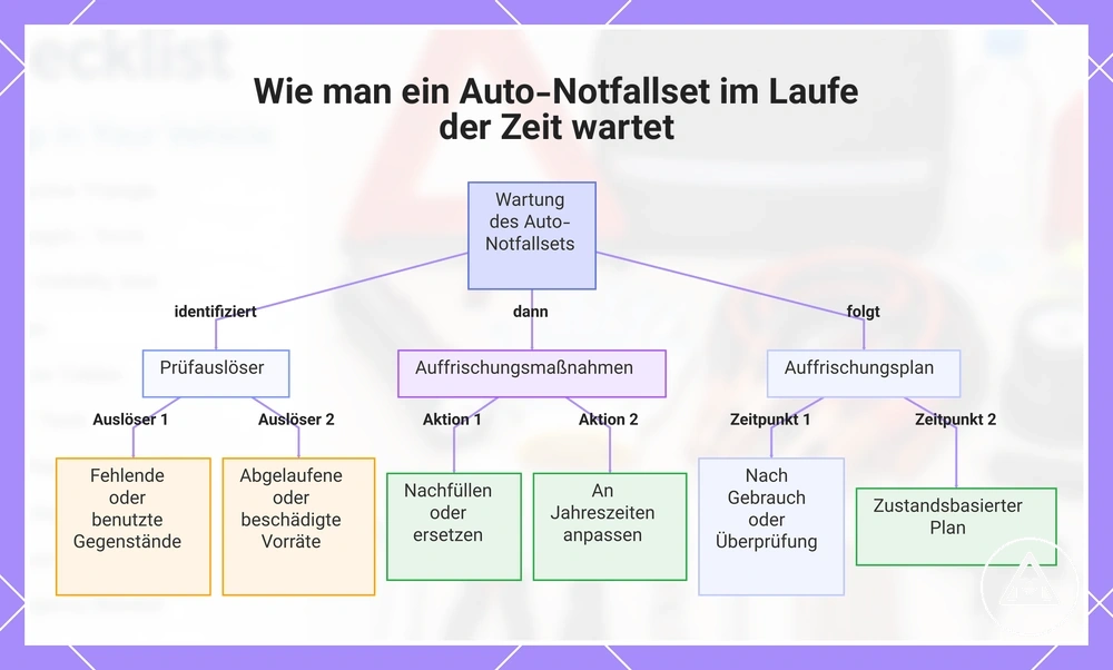 Wie man ein Auto-Notfallset im Laufe der Zeit wartet