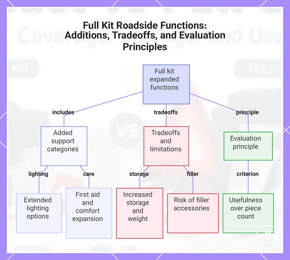 Full Kit Roadside Functions: Additions, Tradeoffs, and Evaluation Principles