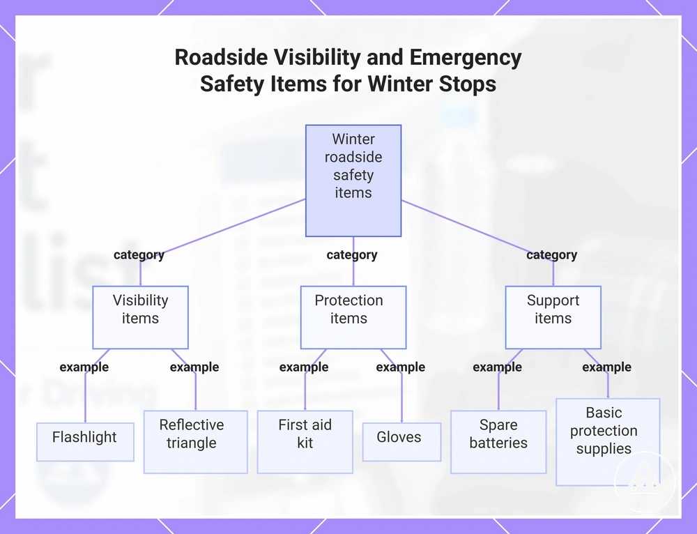 Roadside Visibility and Emergency Safety Items for Winter Stops