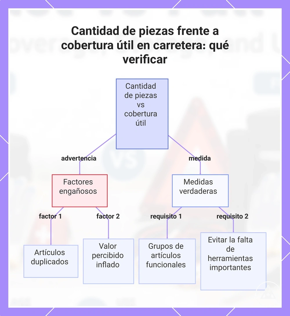 Cantidad de piezas frente a cobertura útil en carretera: qué verificar
