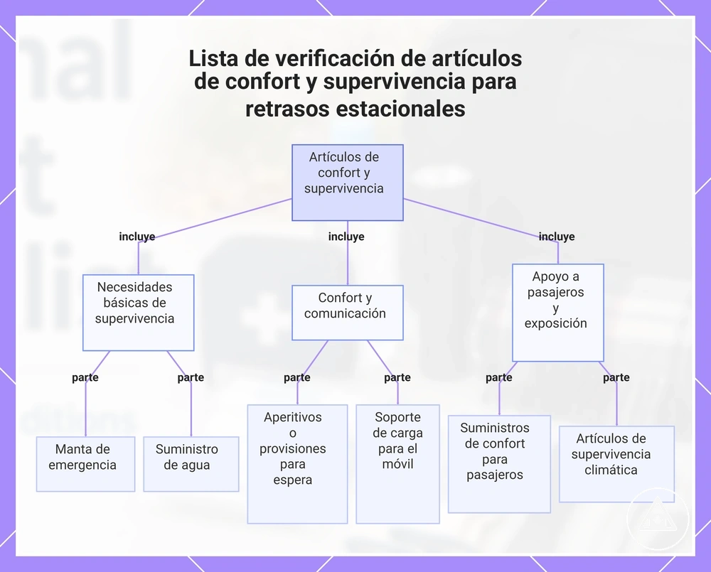 Lista de verificación de artículos de confort y supervivencia para retrasos estacionales