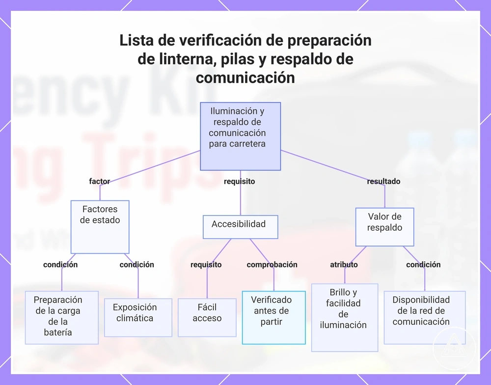 Lista de verificación de preparación de linterna, pilas y respaldo de comunicación