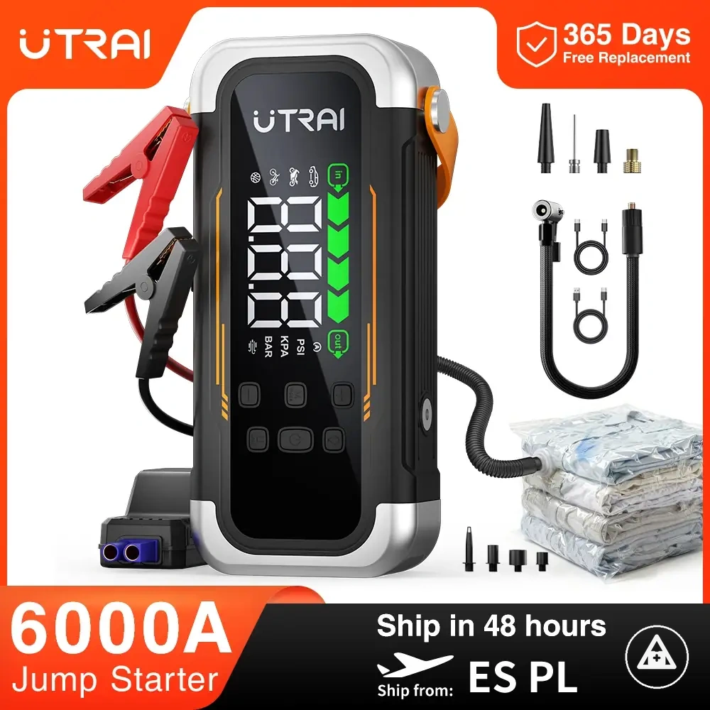 Démarreur de voiture 6000A avec pompe à air 150PSI et fonction batterie externe