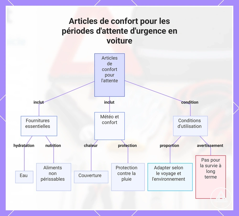 Articles de confort pour les périodes d'attente d'urgence en voiture