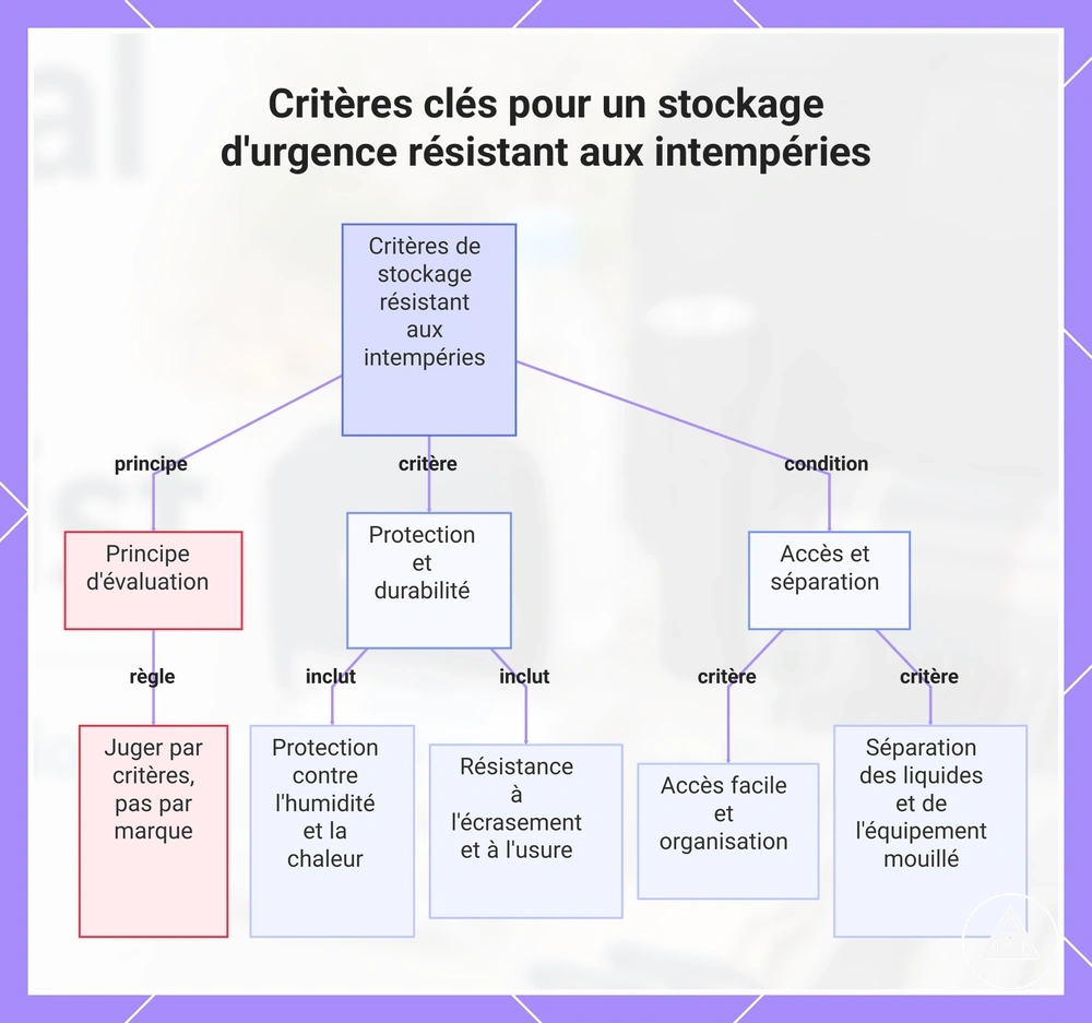 Critères clés pour un stockage d'urgence résistant aux intempéries
