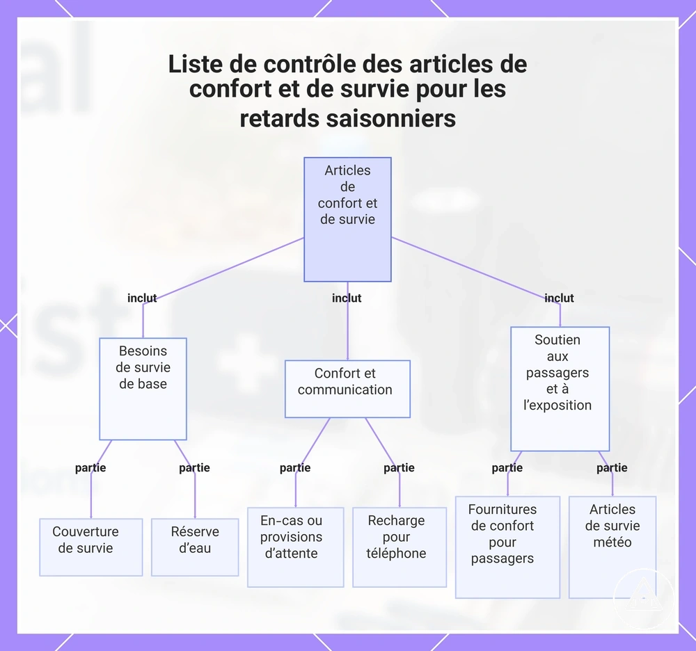 Liste de contrôle des articles de confort et de survie pour les retards saisonniers