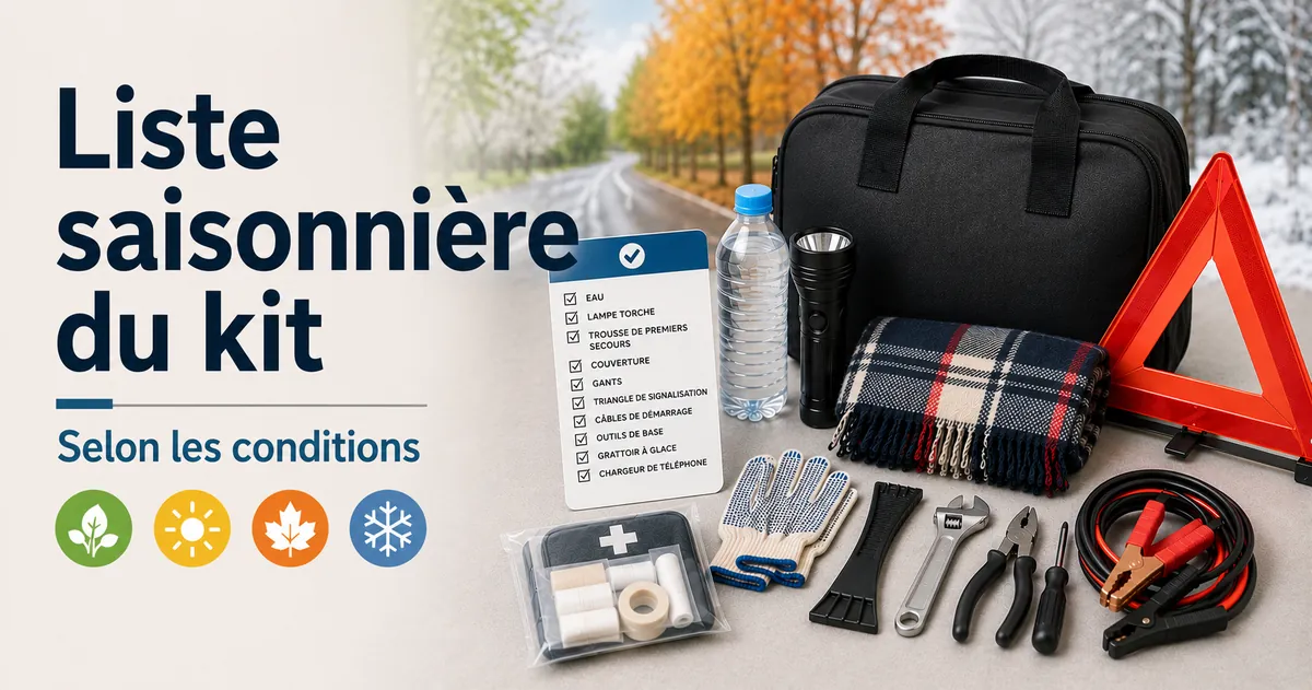 Liste saisonnière du kit d’urgence voiture avec articles adaptés aux changements de conditions de conduite