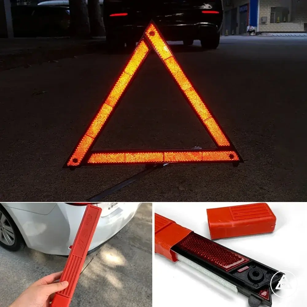 Triângulo refletivo vermelho dobrável para panes emergenciais do carro