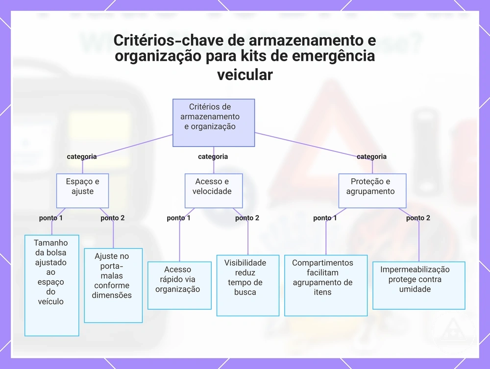 Critérios-chave de armazenamento e organização para kits de emergência veicular