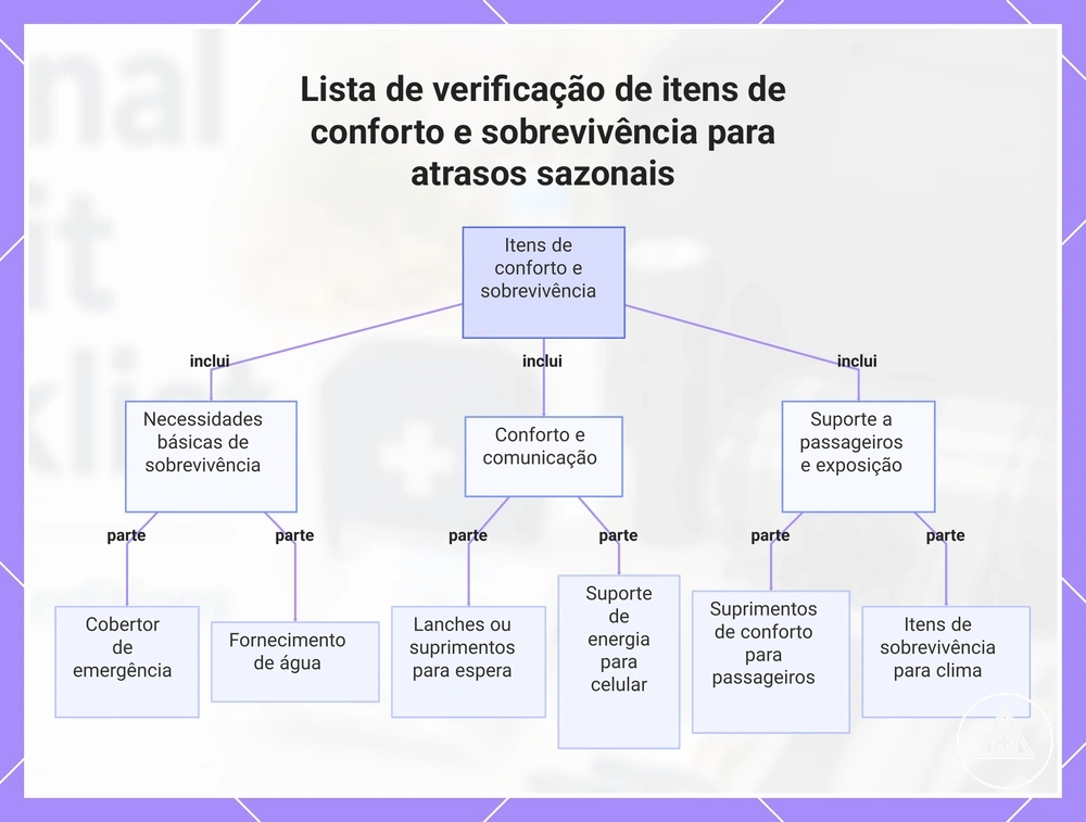 Lista de verificação de itens de conforto e sobrevivência para atrasos sazonais