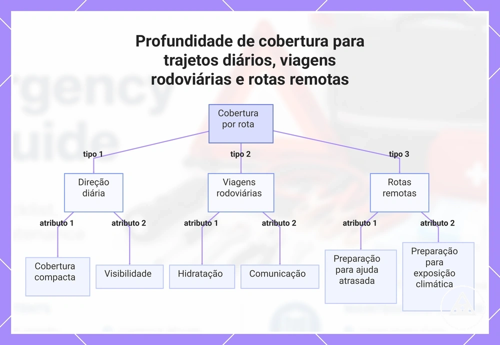 Profundidade de cobertura para trajetos diários, viagens rodoviárias e rotas remotas