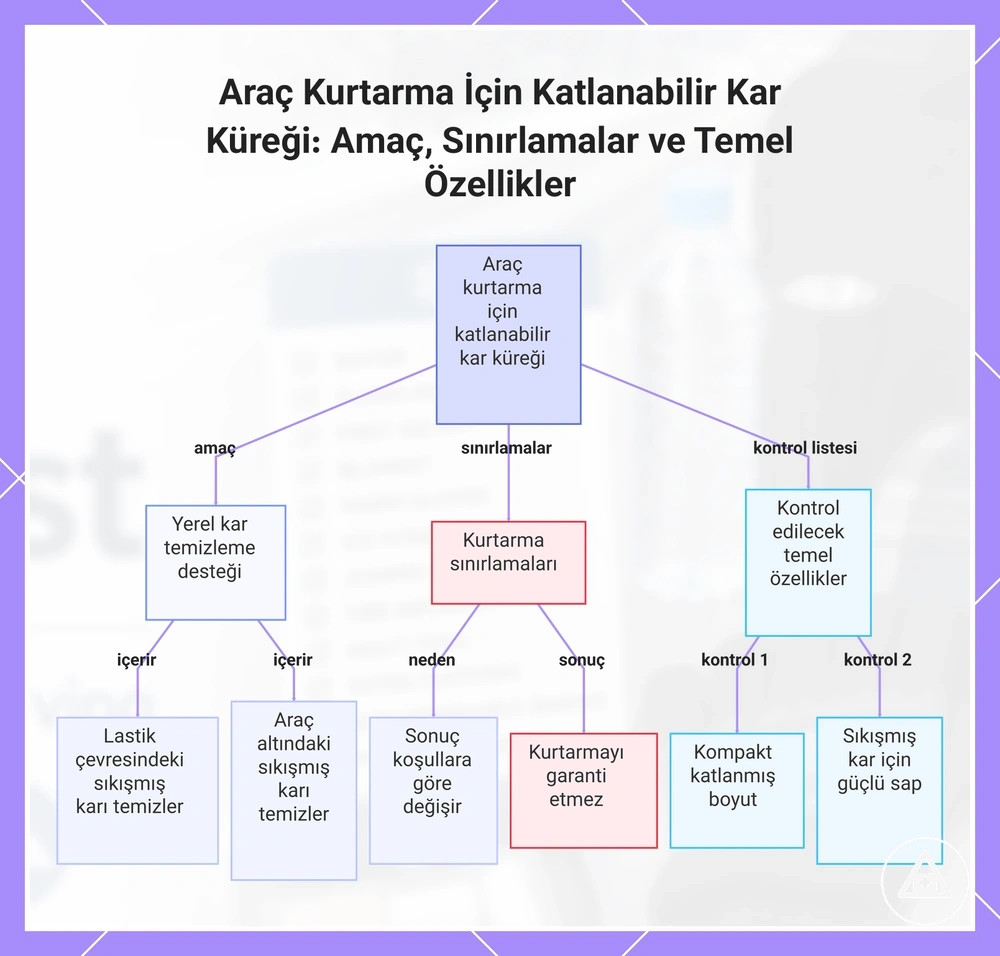 Araç Kurtarma İçin Katlanabilir Kar Küreği: Amaç, Sınırlamalar ve Temel Özellikler