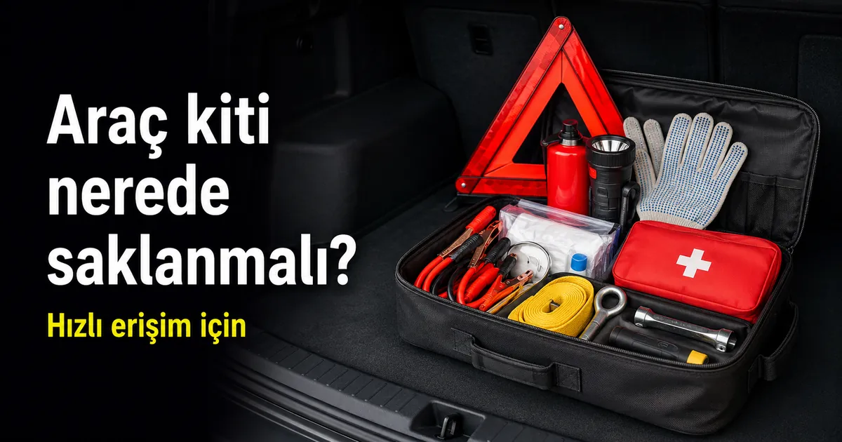 Yolda hızlı erişim için aracın bagaj bölümünde saklanan araç acil durum kiti